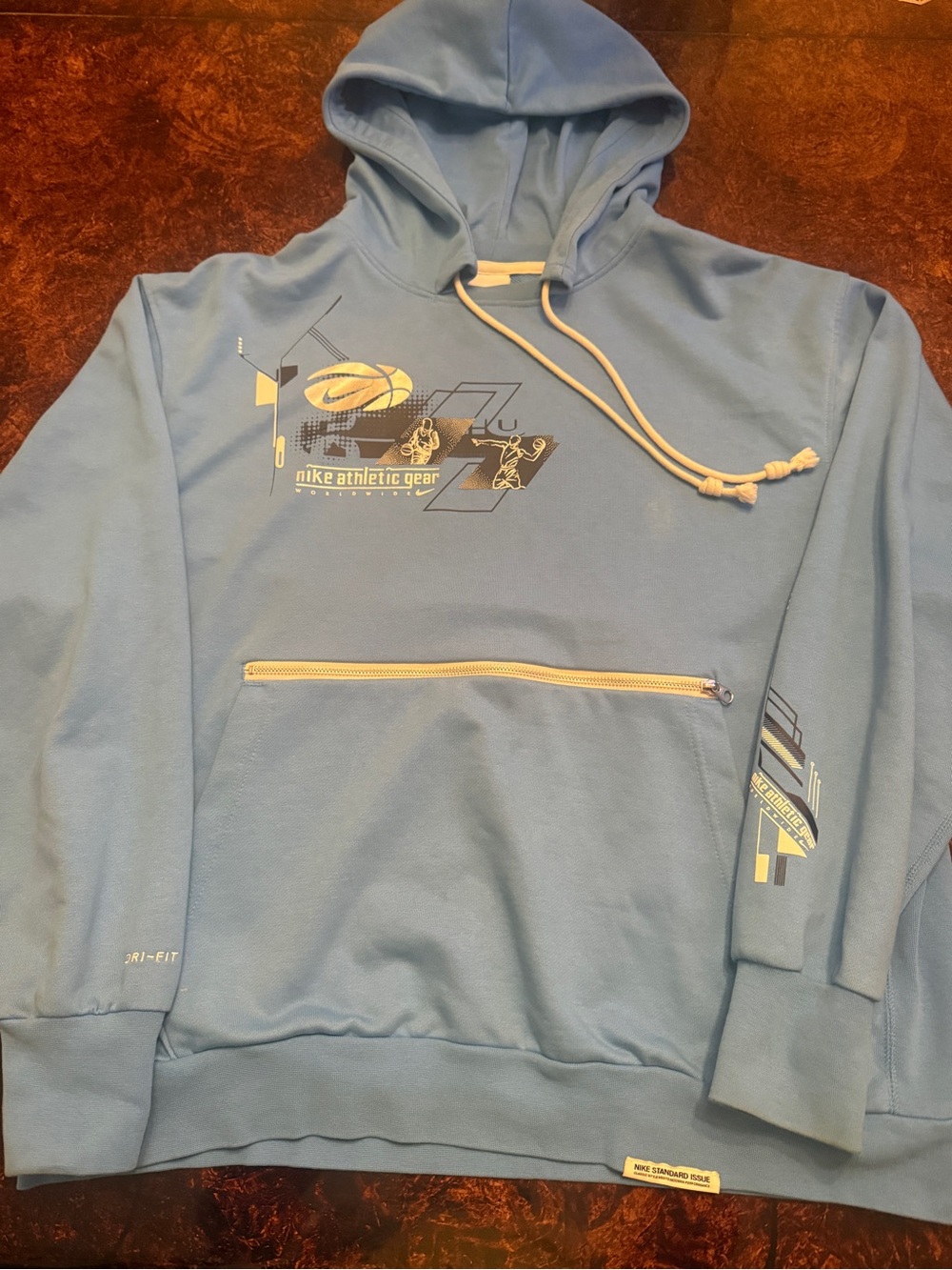 Nike Light Blue Hooded Shirt Jacket with Yellow Accents